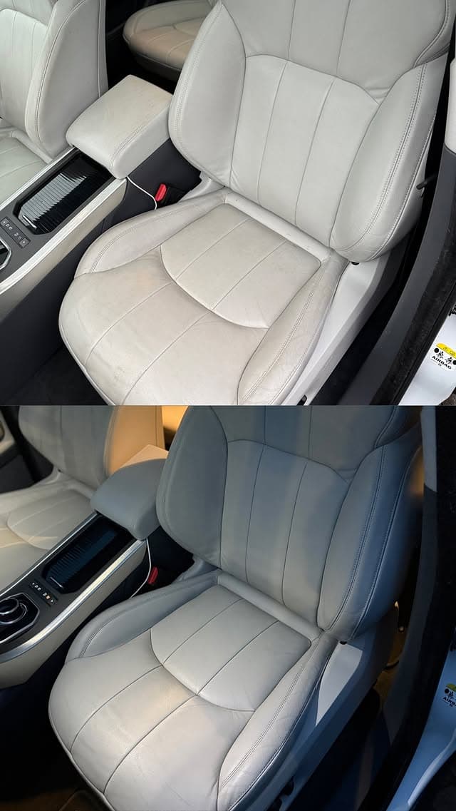 White seat transformation after interior detailing